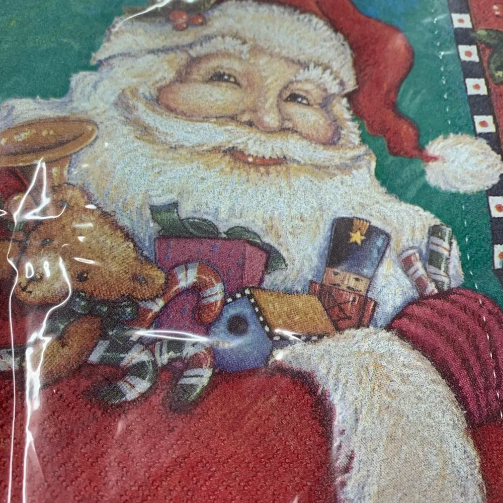 Vintage Santa Christmas Beverage Napkins Paper Art Decoupage Yuletide Cheer Vtg